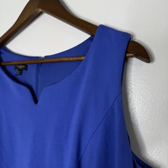 Talbots Dress Womens 14WP Blue Sheath Sleeveless Lined Notch Neck Work Office - Picture 2 of 7